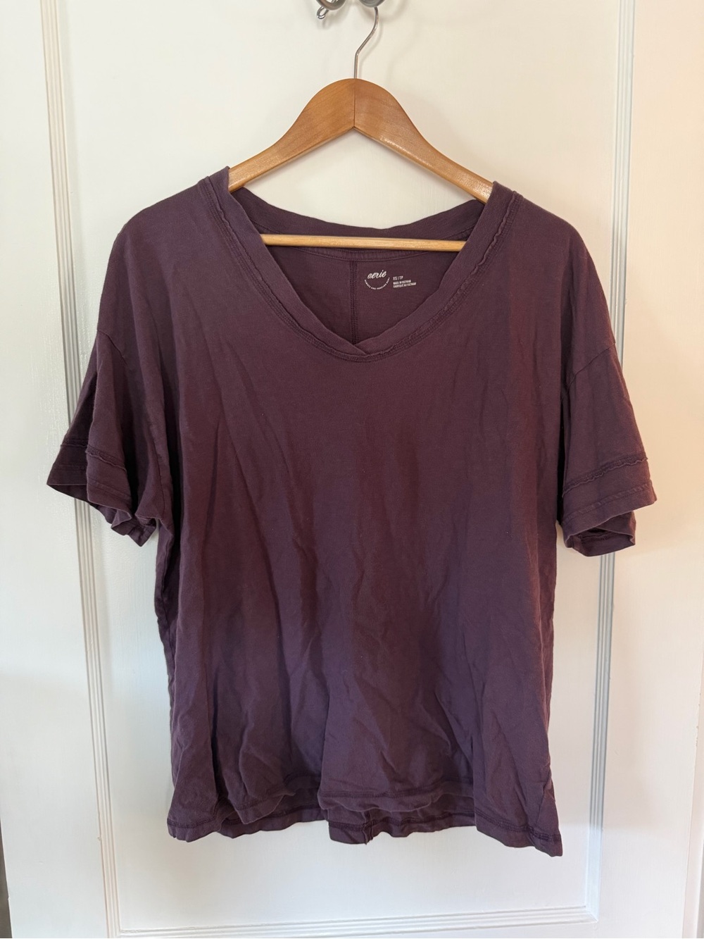 Aerie Deep Plum Voop Oversized Boyfriend T-Shirt